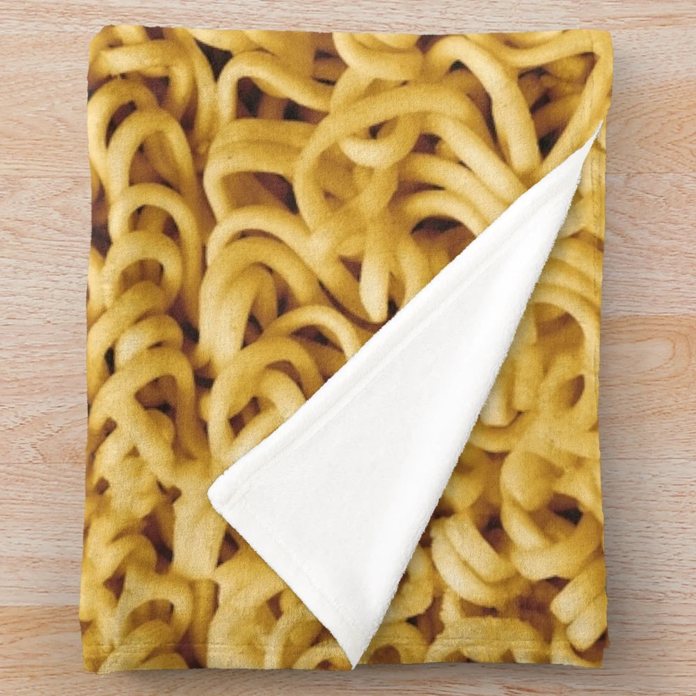 Ramen noodle pattern plush blanket