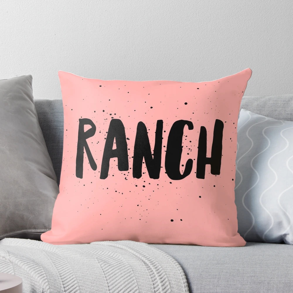 Ranch-themed throw pillow featuring a playful design