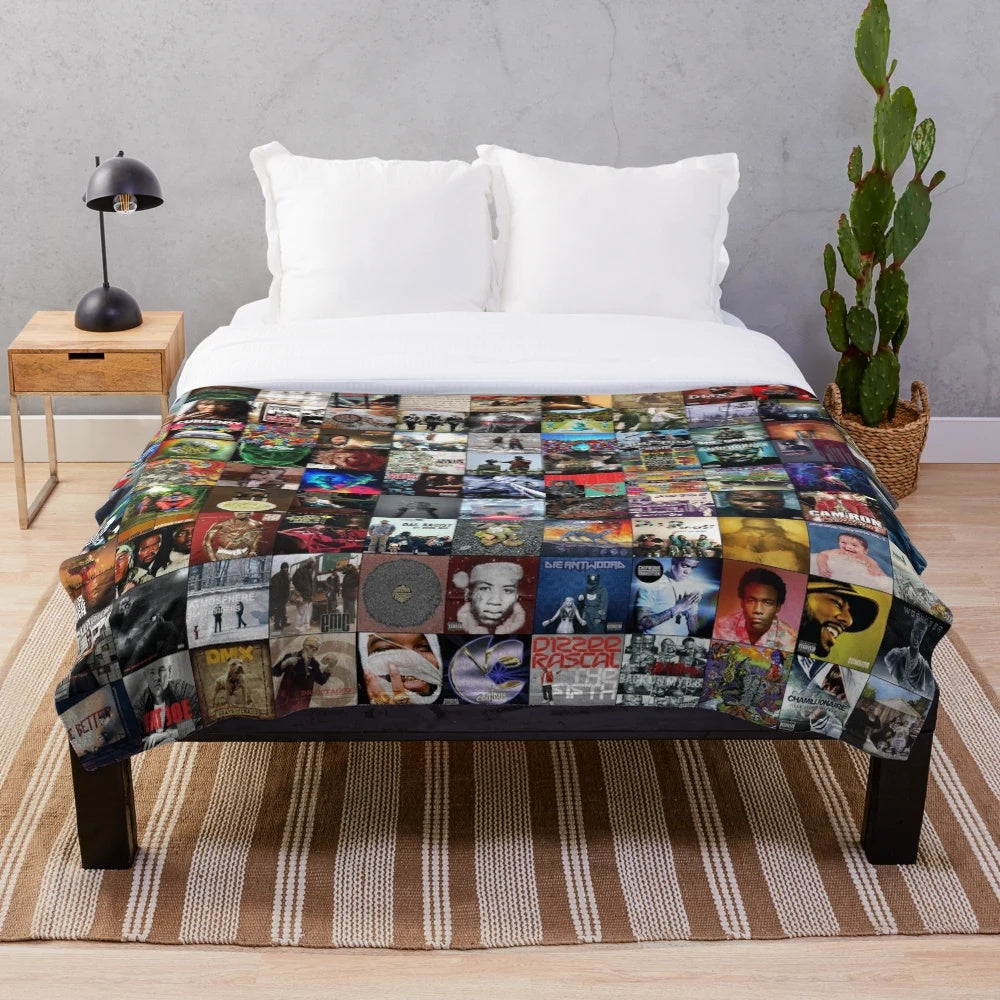 Rap music albums plush blanket for cozy home decor