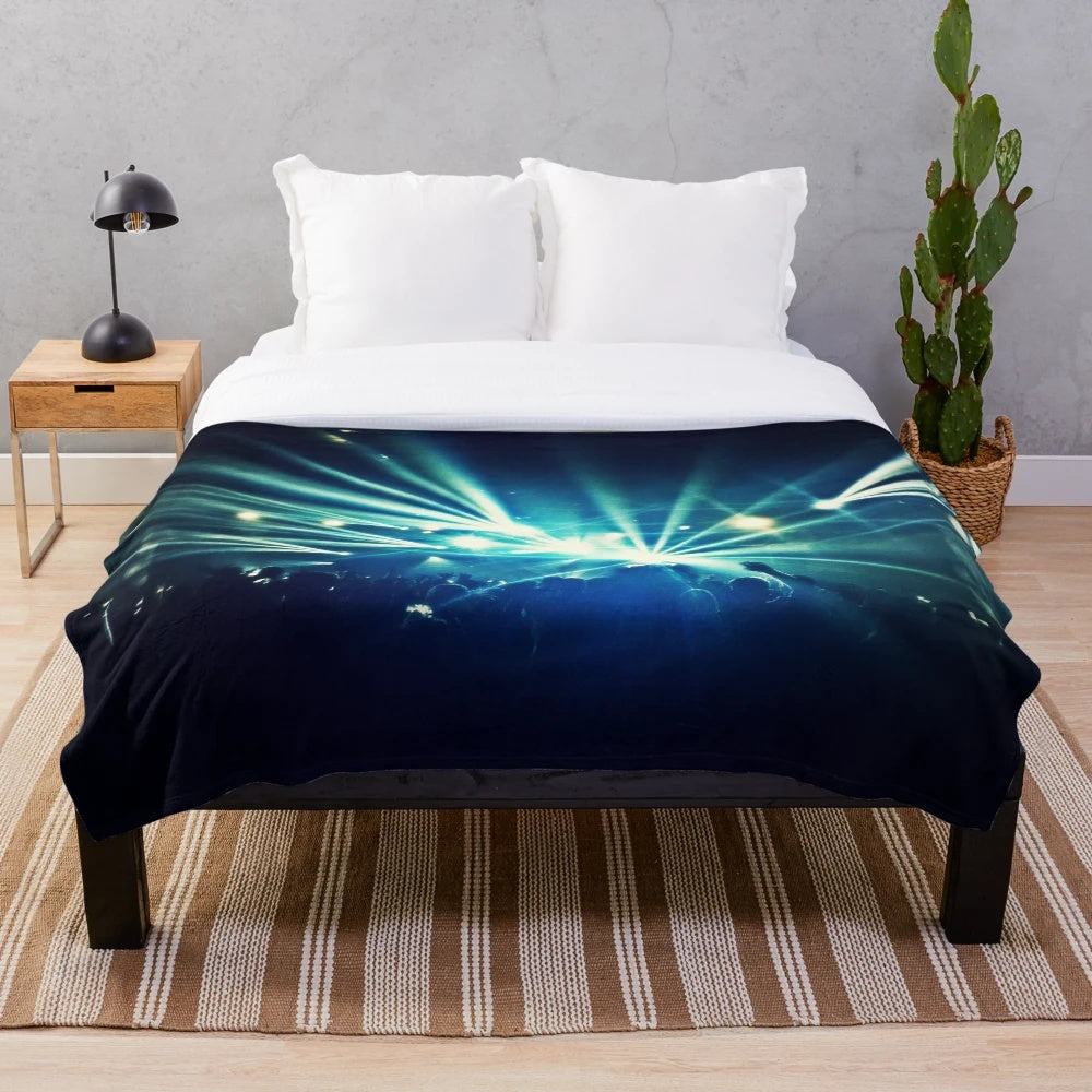Rave plush blanket with colorful lights and patterns