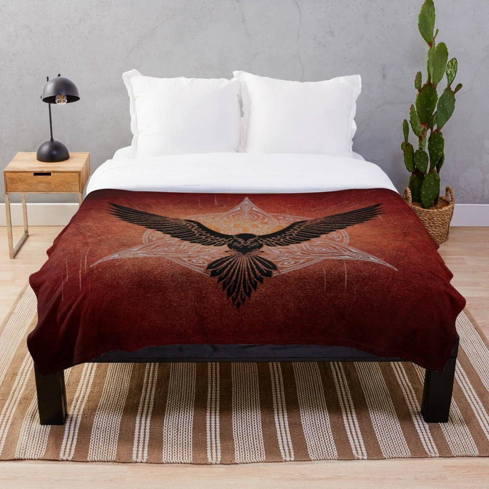 Raven plush blanket with Nordic inspired design