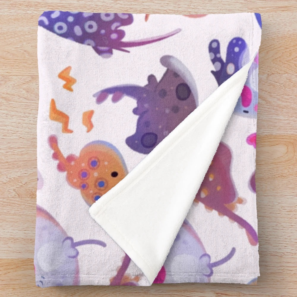 Plush ray-themed blanket with marine life design