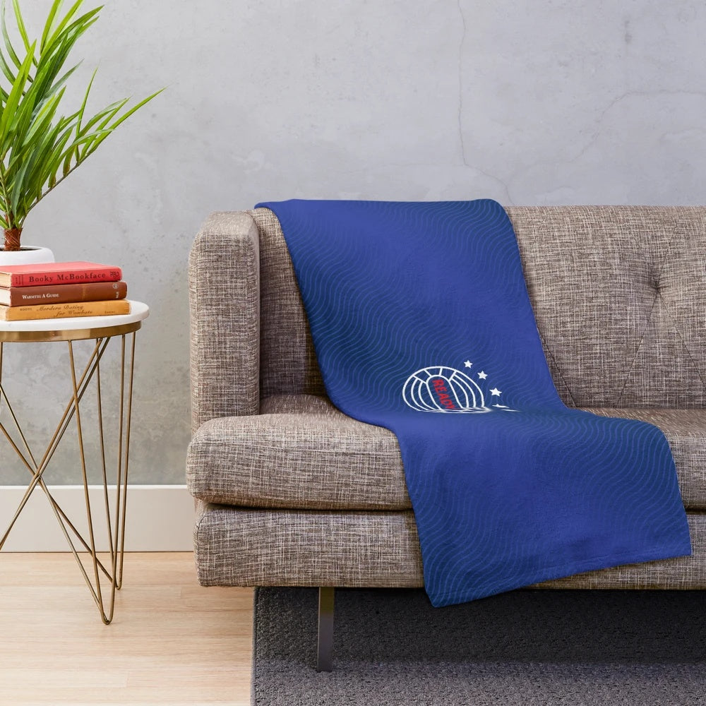 Soft and warm blue plush blanket with football and rangers graphic