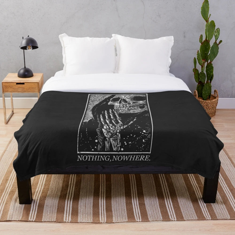Reaper plush blanket with skull design for goth and emo bedroom decor