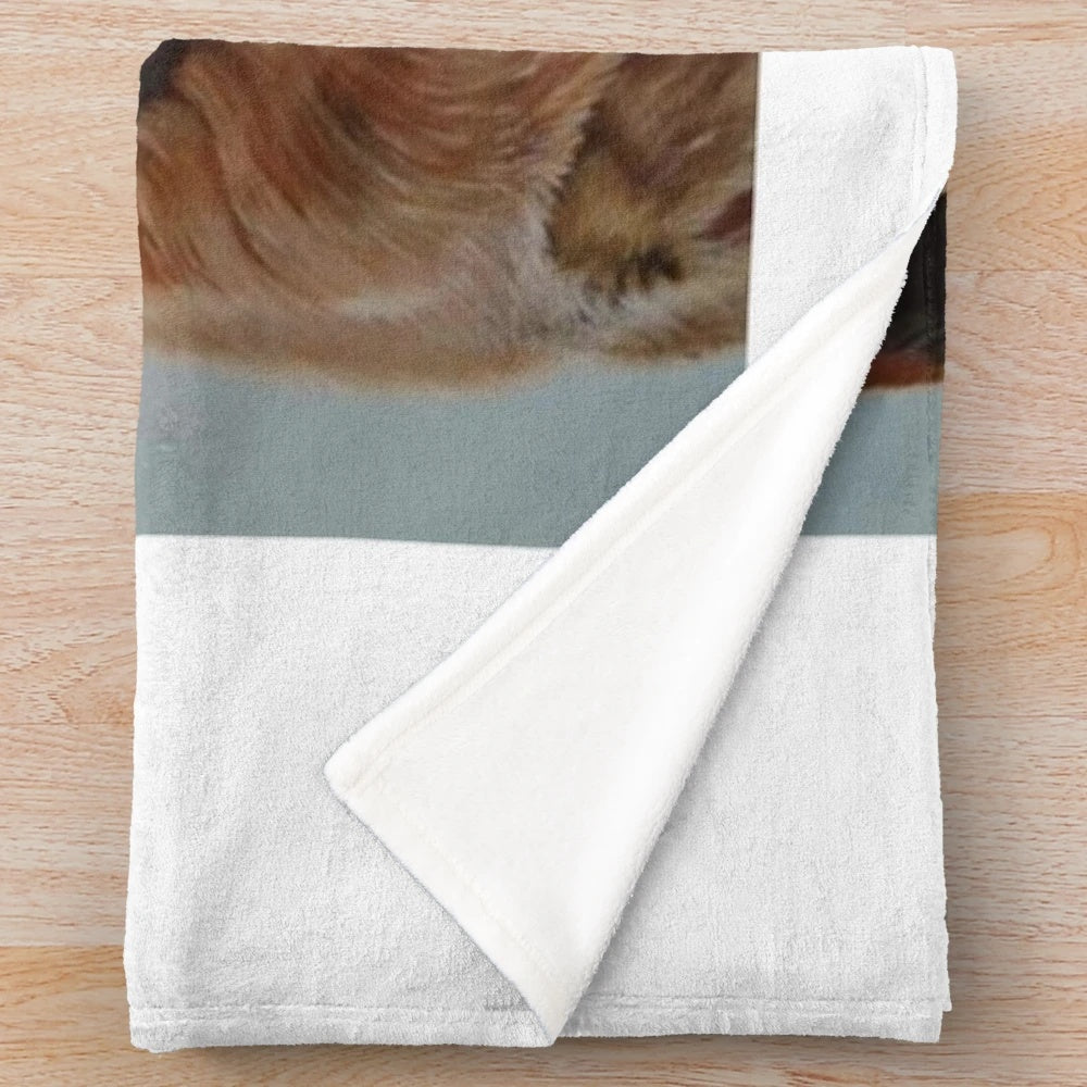 Plush blanket featuring a painting of red and blue Australian cattle dogs