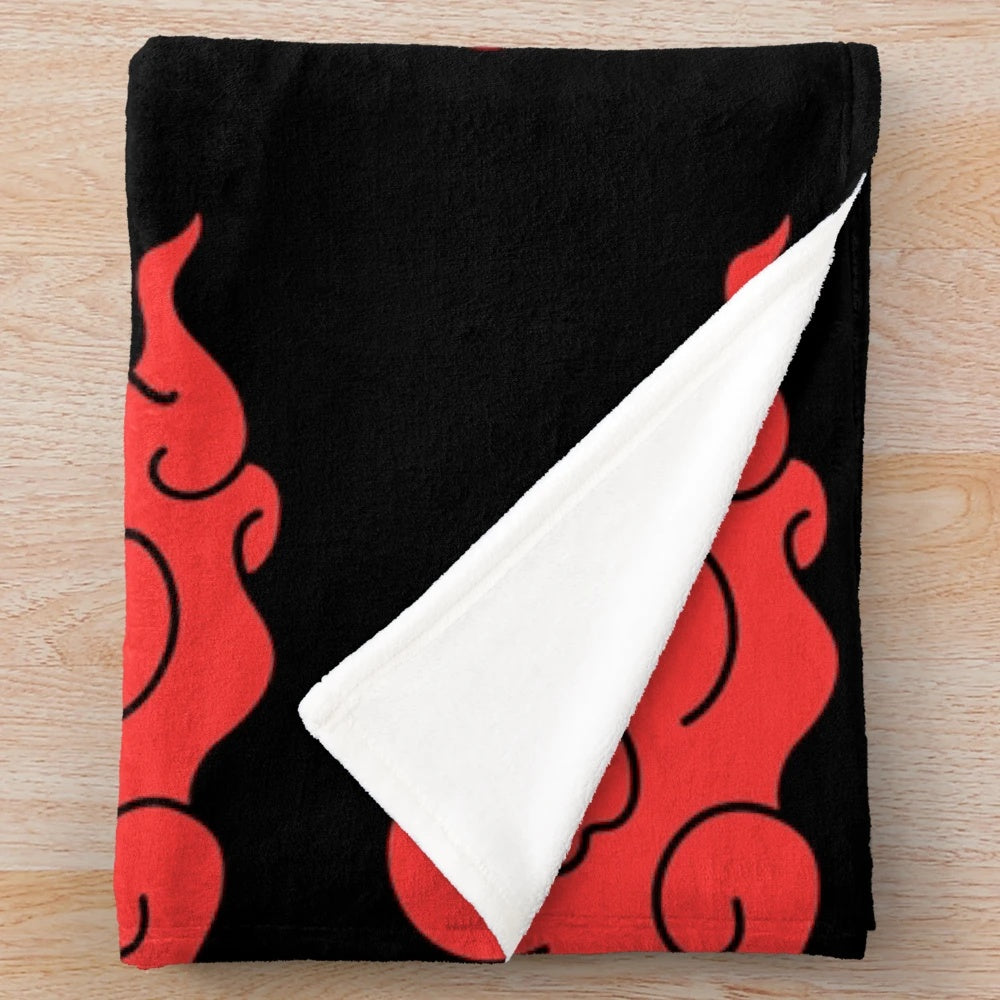 Plush red cloud blanket with anime-inspired design