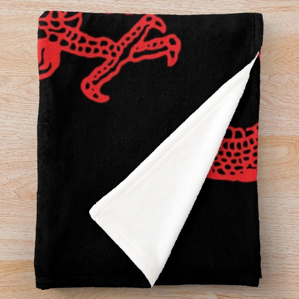 Red dragon plush blanket with Asian-inspired design