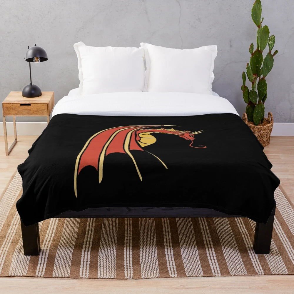 Red dragon plush blanket for fantasy and mythical creature lovers