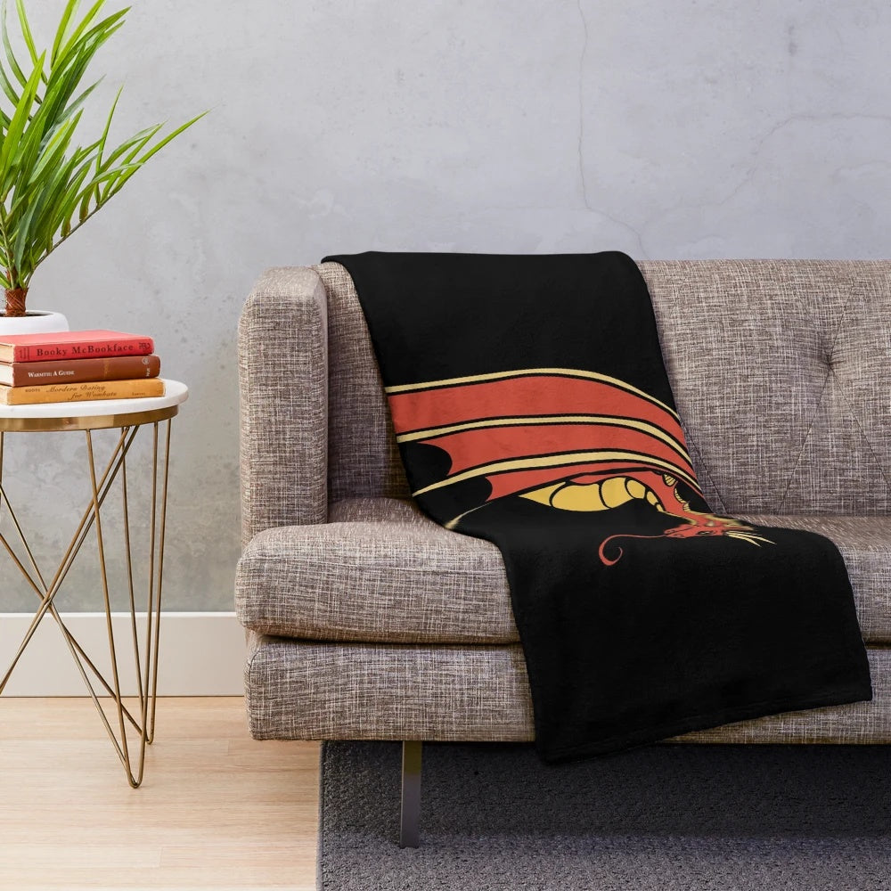 Red dragon plush blanket for fantasy and mythical creature lovers