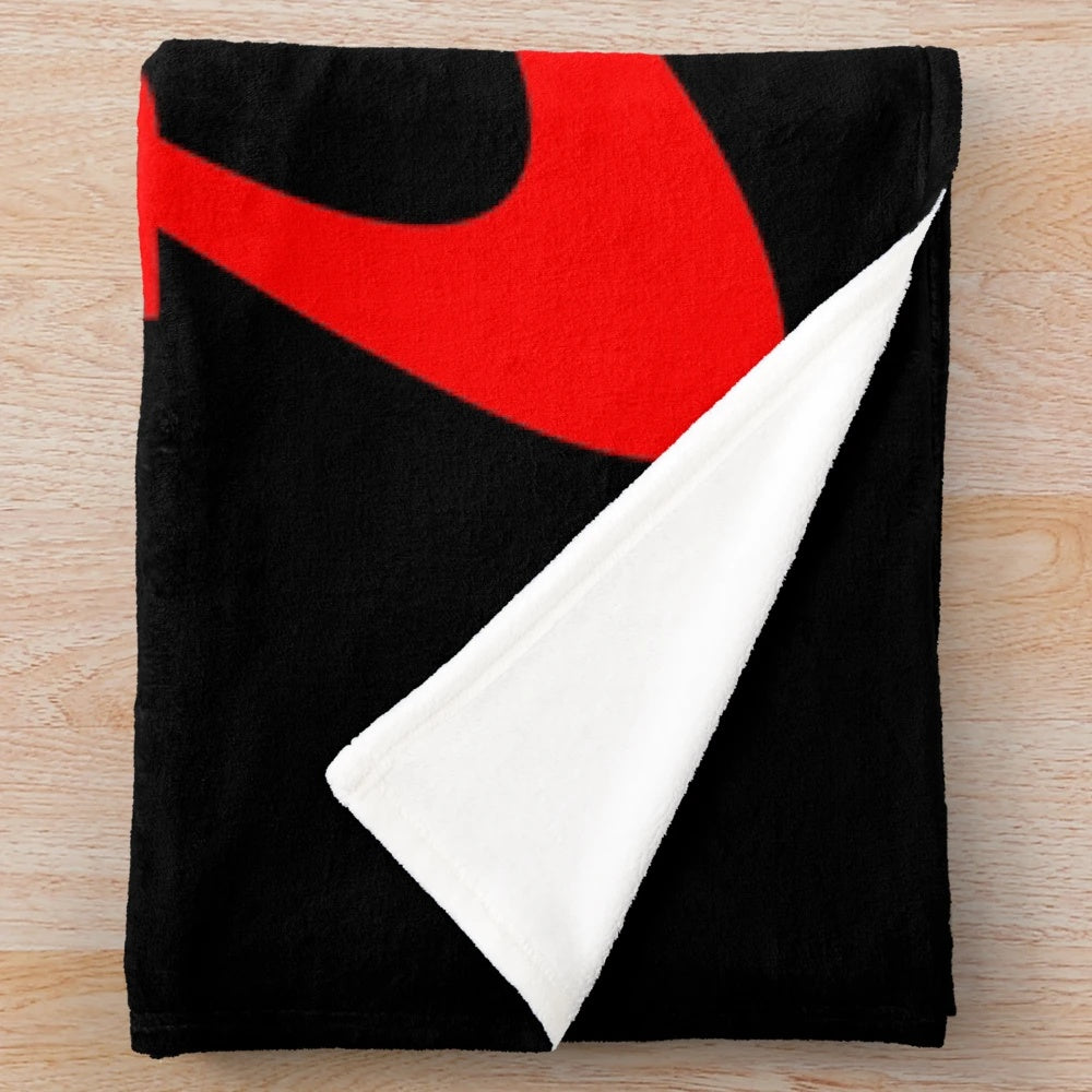 Red Dwarf inspired plush blanket with the show's logo