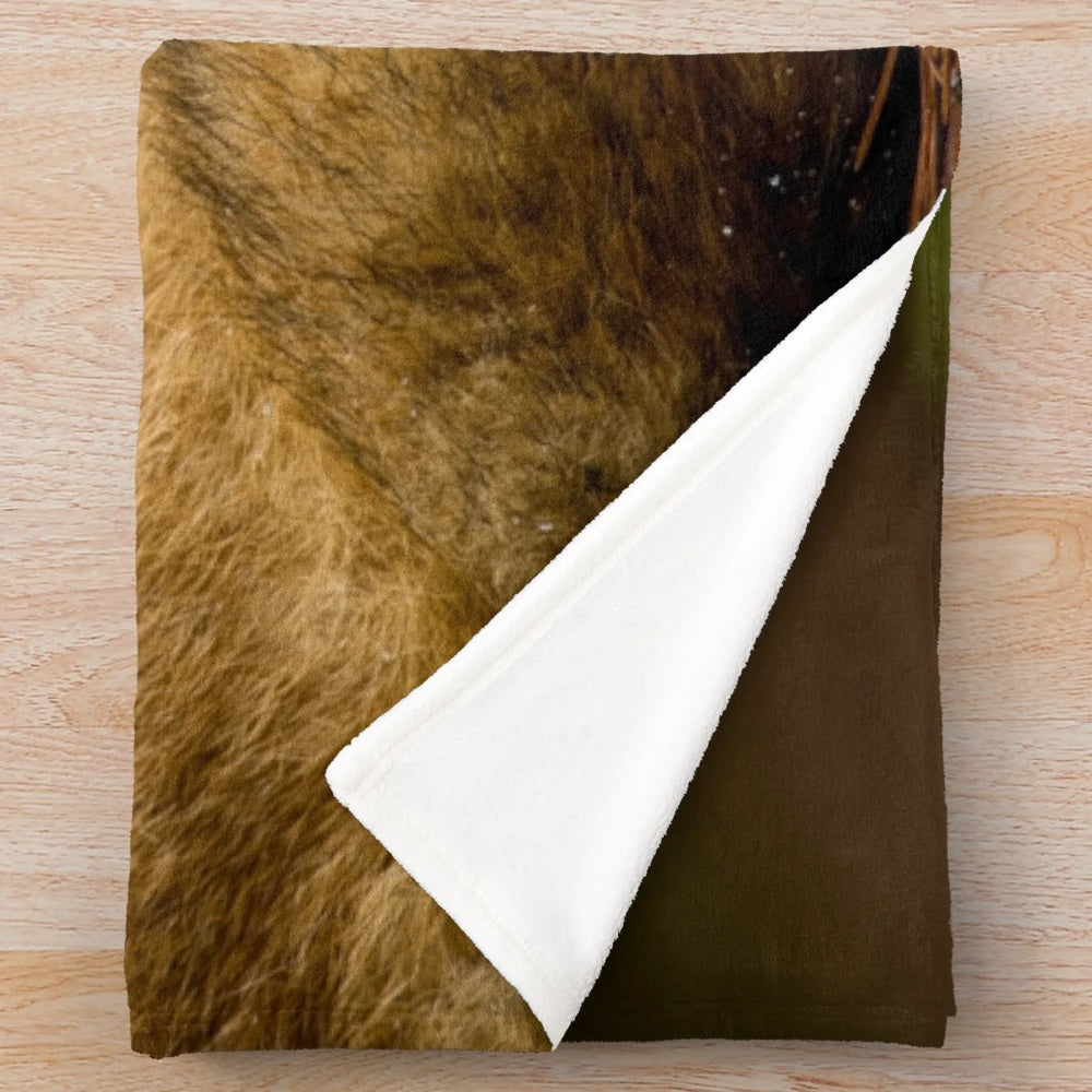 Red fox plush blanket with nature inspired design
