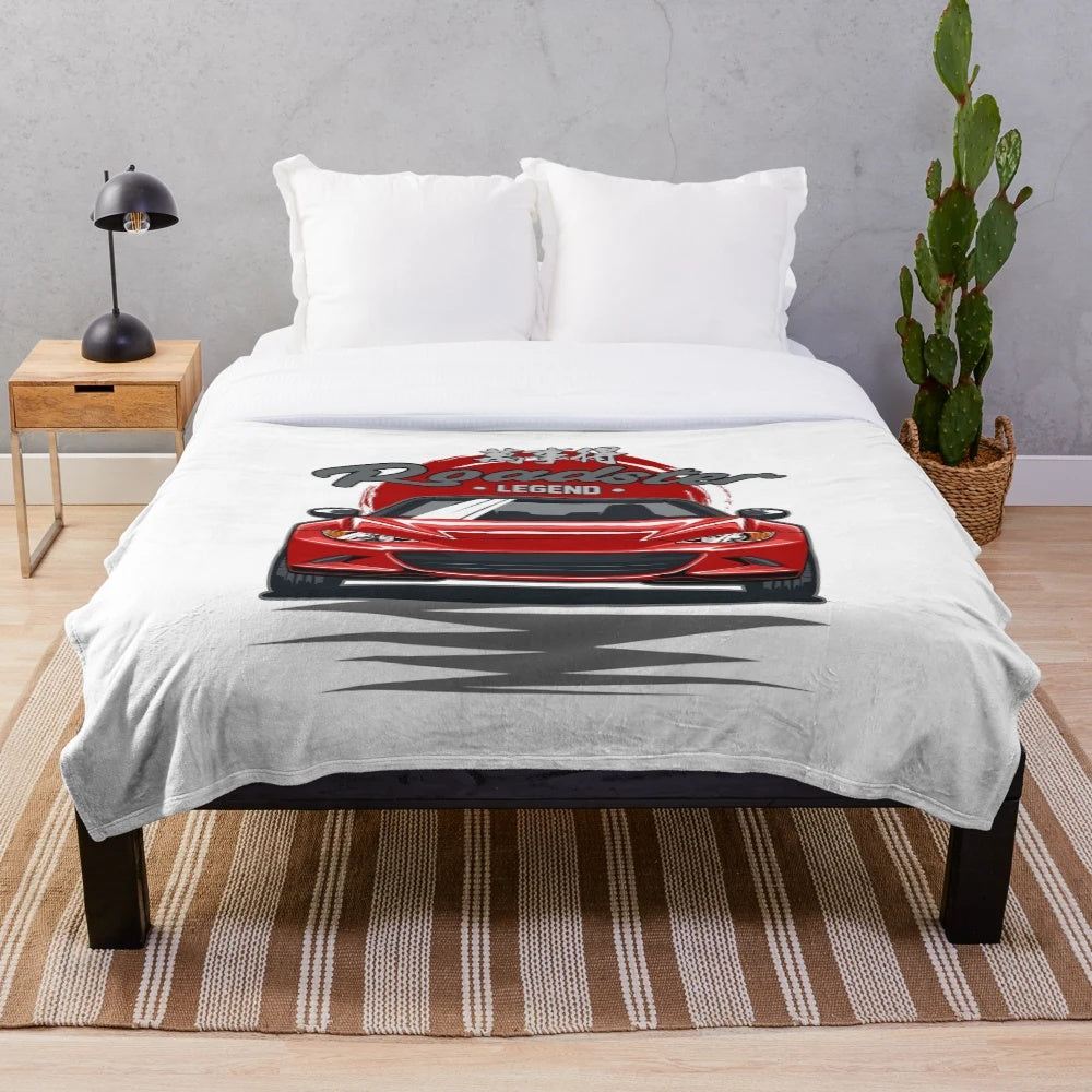 Red Miata MX-5 Roadster Inspired Plush Blanket