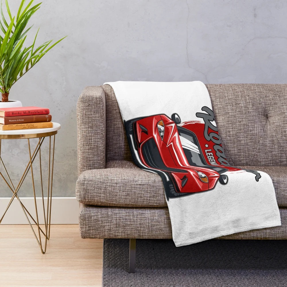 Red Miata MX-5 Roadster Inspired Plush Blanket