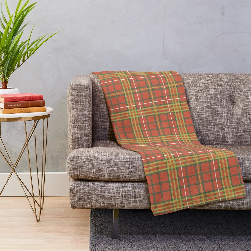 Red orange plaid pattern plush blanket