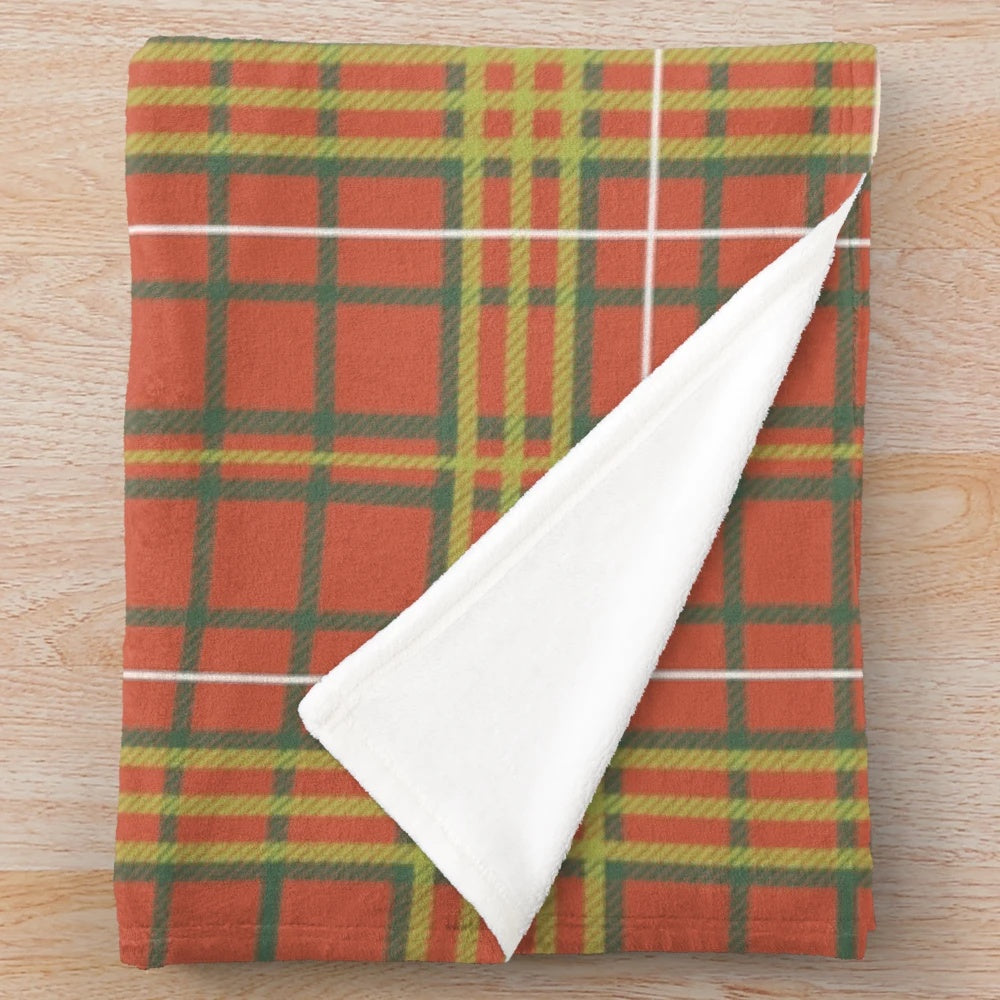 Red orange plaid pattern plush blanket