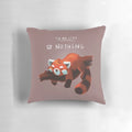 A soft, fluffy red panda-themed pillow for procrastination and relaxation
