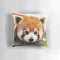 Soft, plush red panda throw pillow with detailed nature photography
