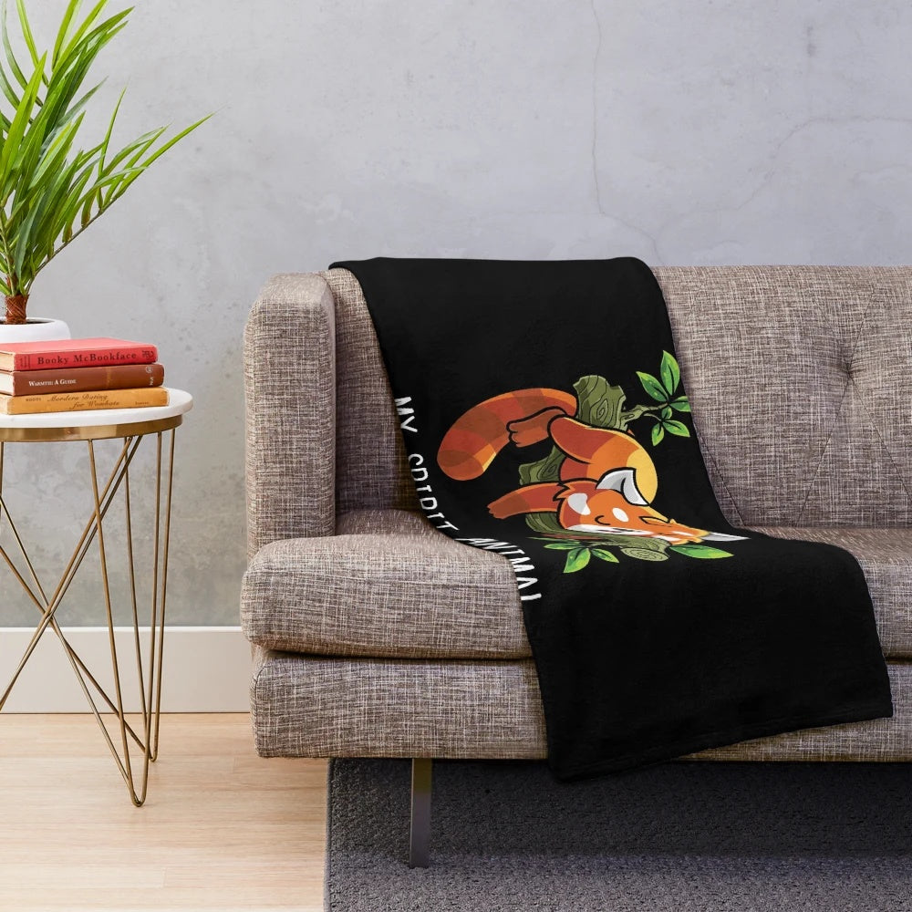 Soft and cuddly red panda plush blanket for animal lovers