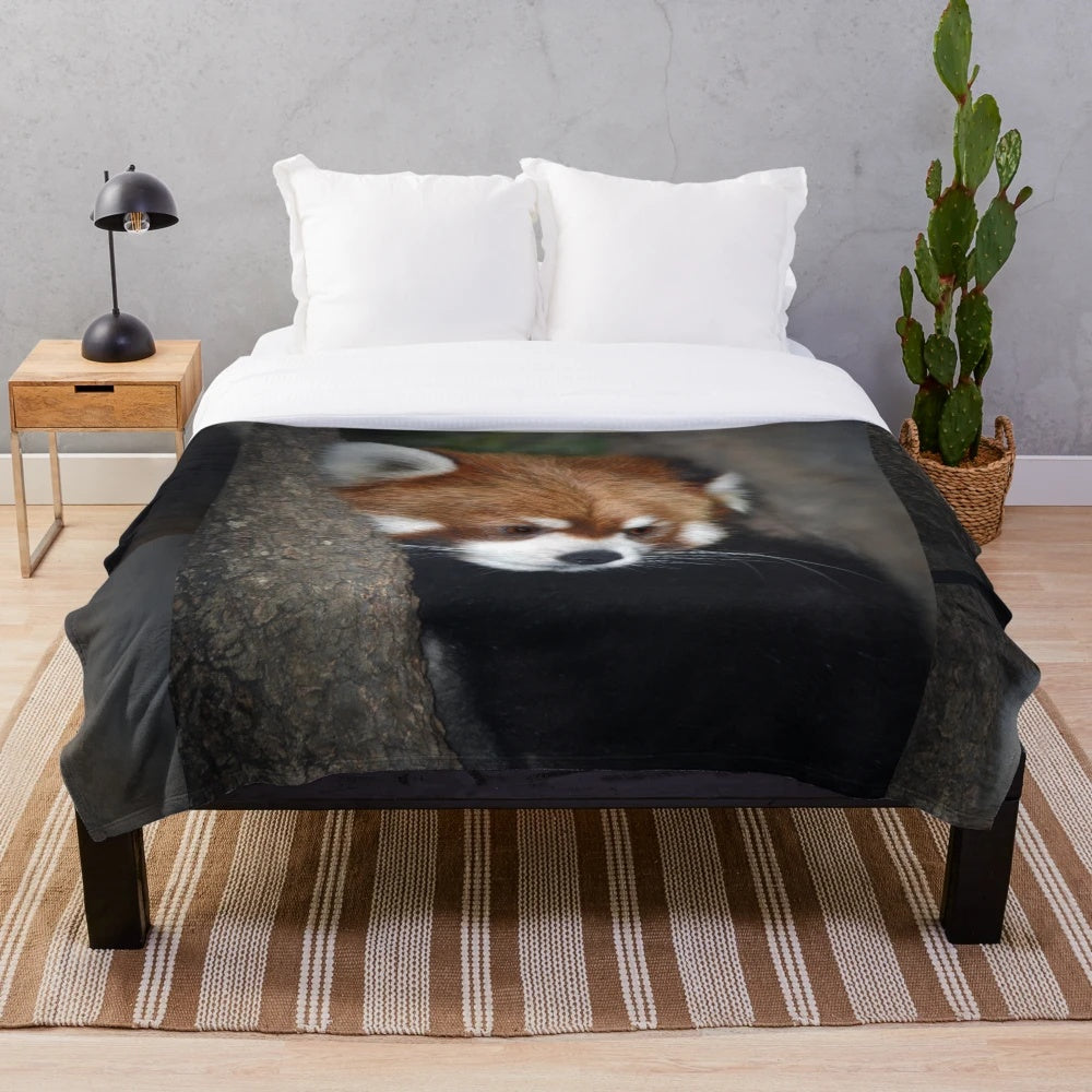 Soft and cuddly red panda plush blanket