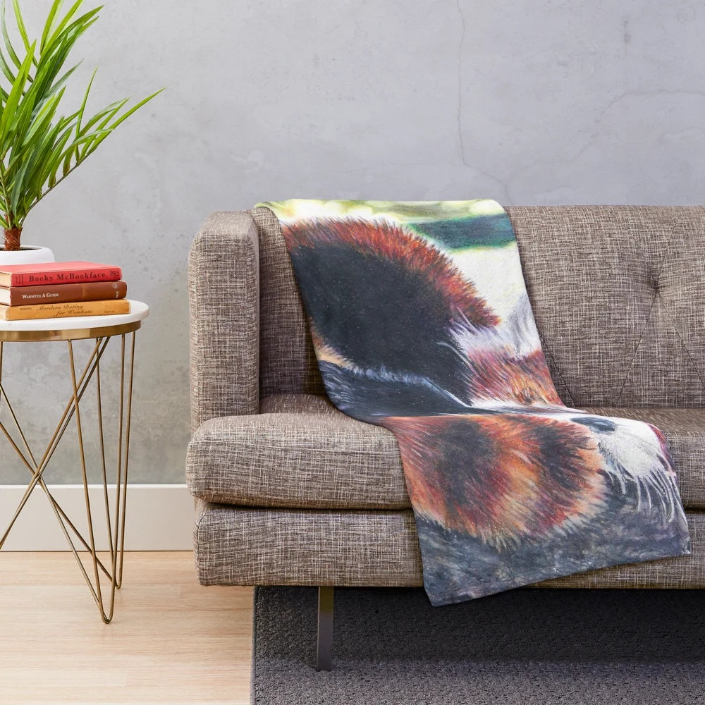 Soft and Plush Sleeping Red Panda Illustration Blanket