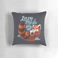 A soft, fluffy red panda pillow with a cute, chibi-style design perfect for coffee lovers and animal enthusiasts.