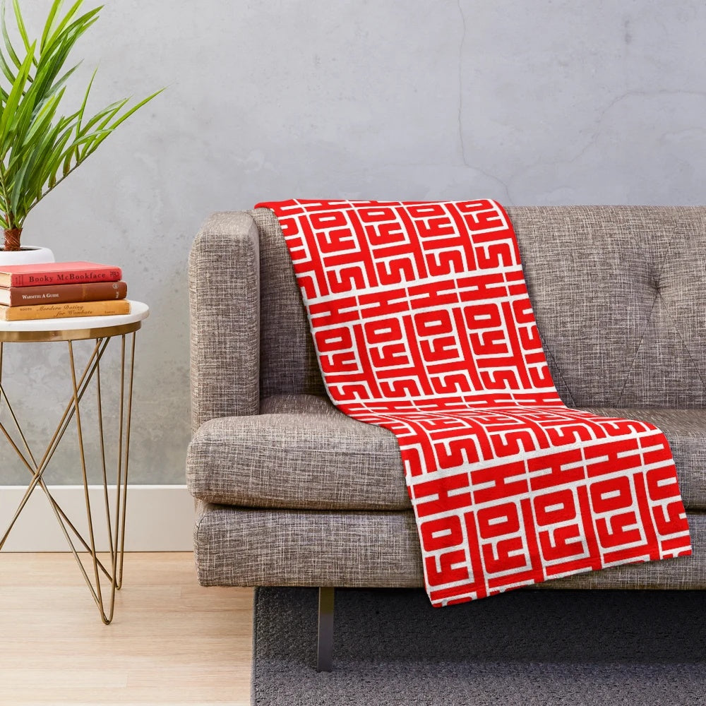Red plush blanket with Hoyts cinema logo
