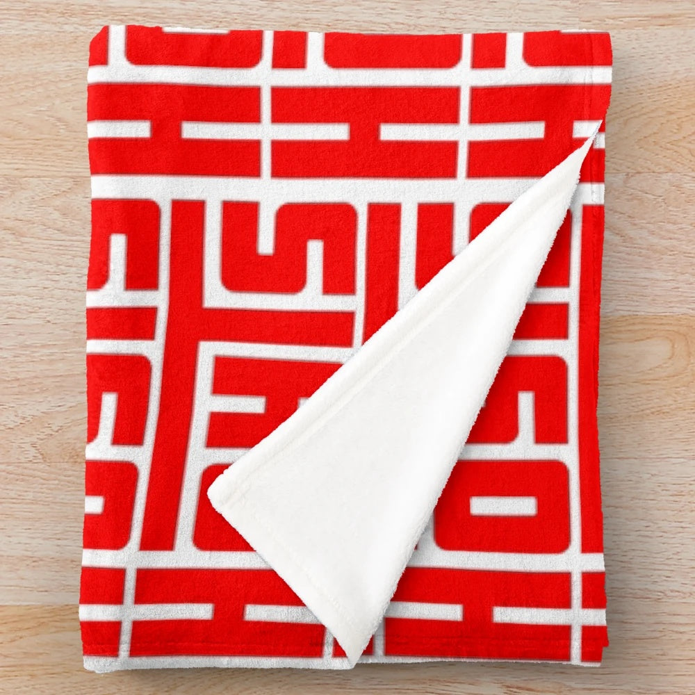 Red plush blanket with Hoyts cinema logo