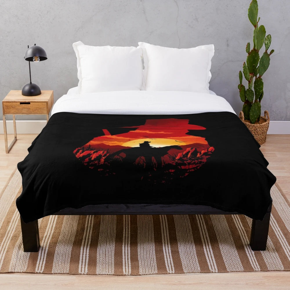 Red plush blanket with video game-inspired design