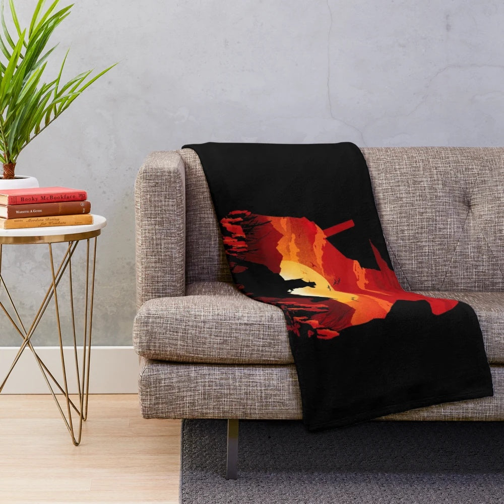 Red plush blanket with video game-inspired design