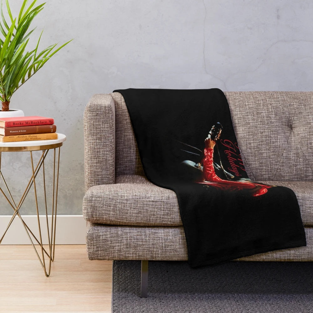 Cozy red plush holiday blanket with a festive design