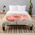 Red poppy flowers on cream background plush blanket