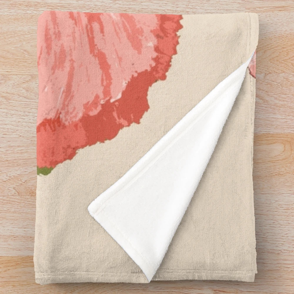 Red poppy flowers on cream background plush blanket