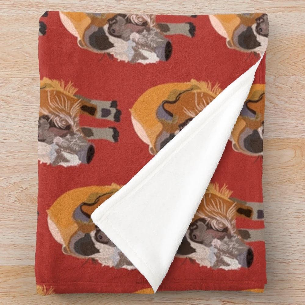 Red River Hog Plush Blanket for Wildlife Lovers