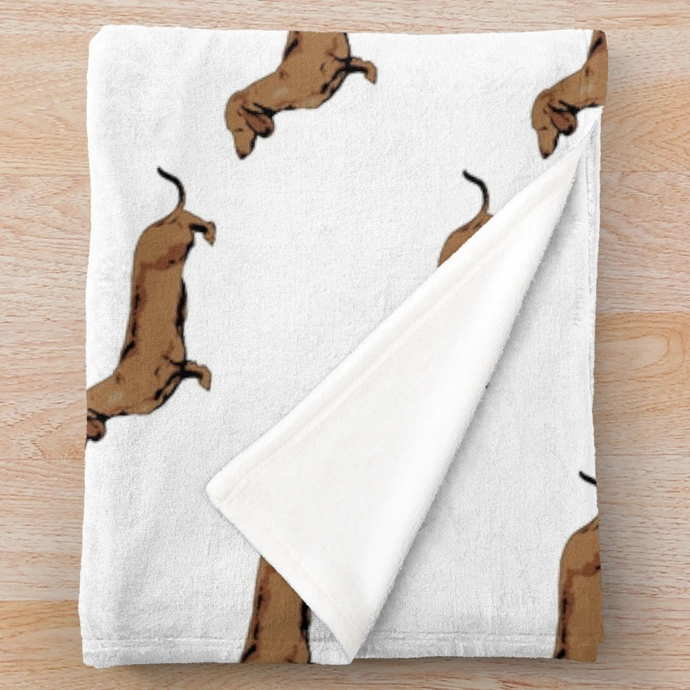 Red smooth haired dachshund plush blanket