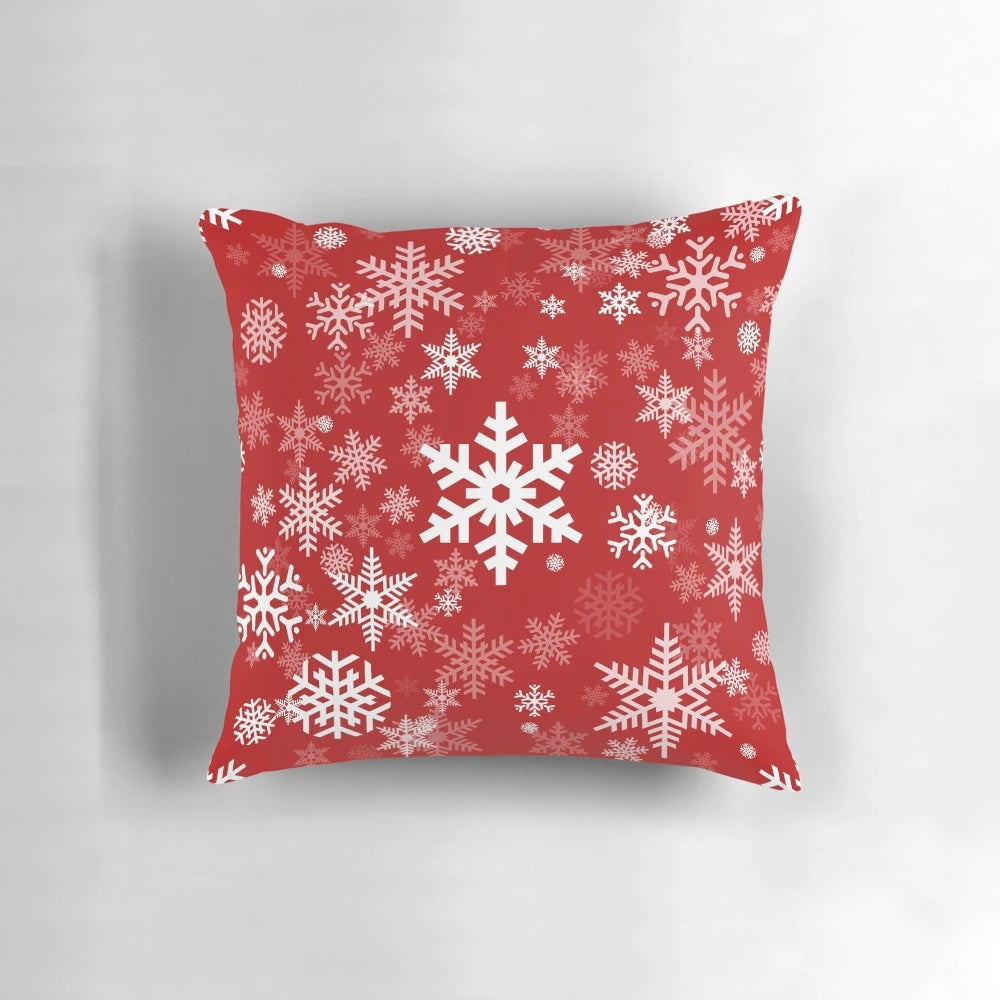 Red snowflake pattern pillow for cozy winter home decor