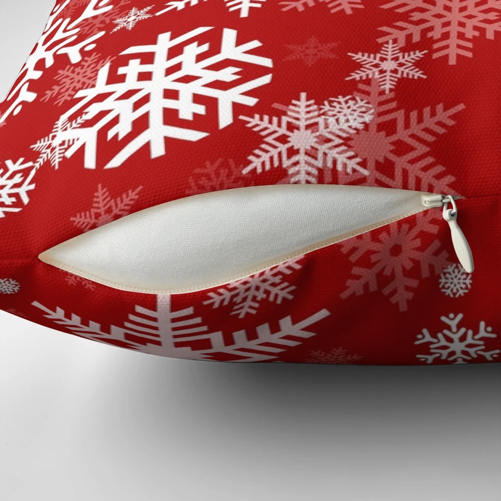 Red snowflake pattern pillow for cozy winter home decor