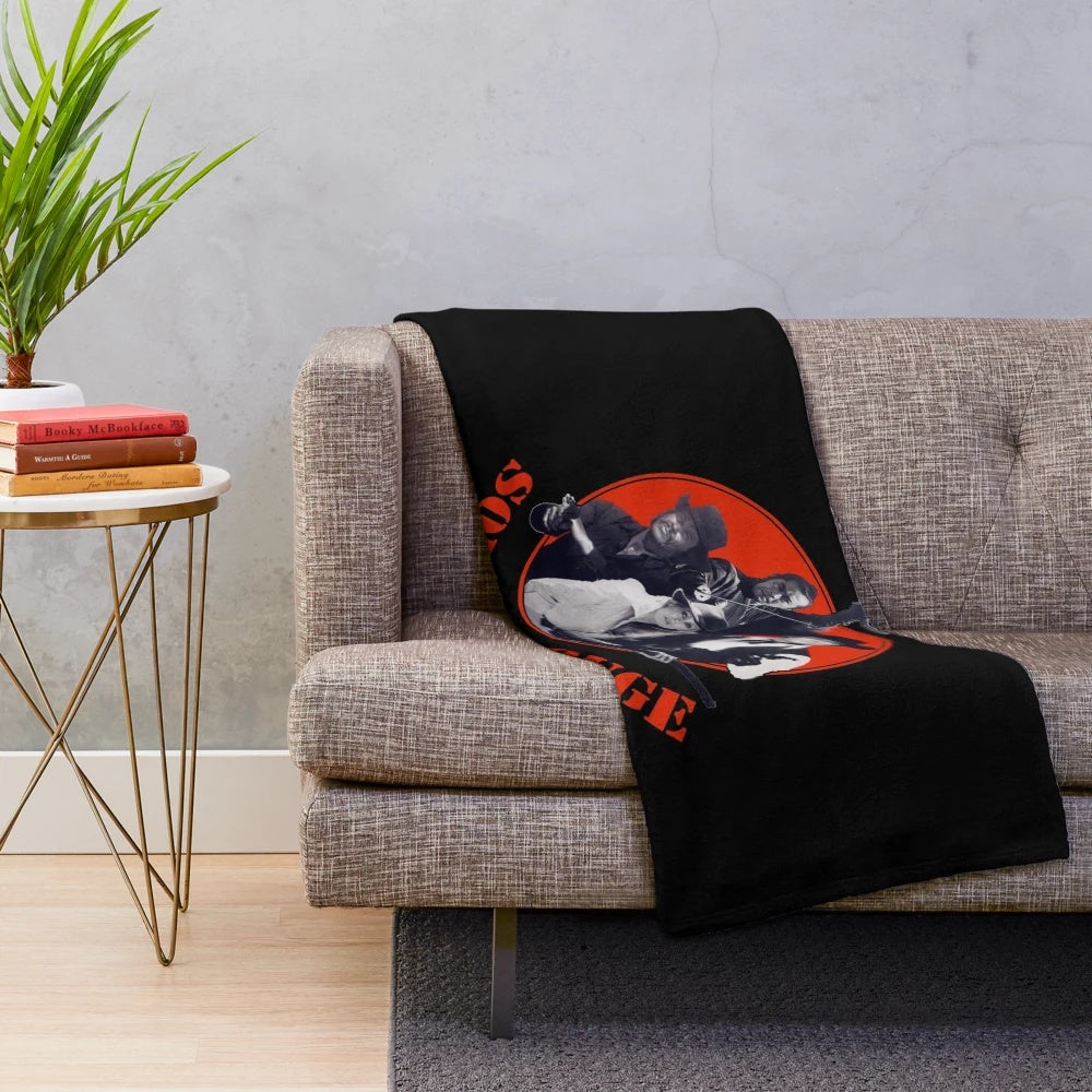 Red sun themed plush blanket