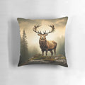 Pillow featuring a majestic deer in a serene forest setting, perfect for adding a touch of nature to your living space.