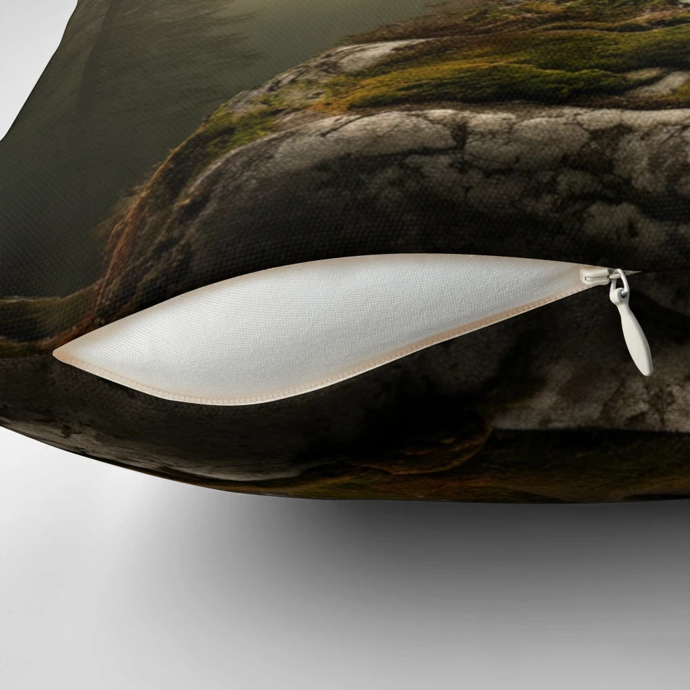 Pillow featuring a majestic deer in a serene forest setting, perfect for adding a touch of nature to your living space.
