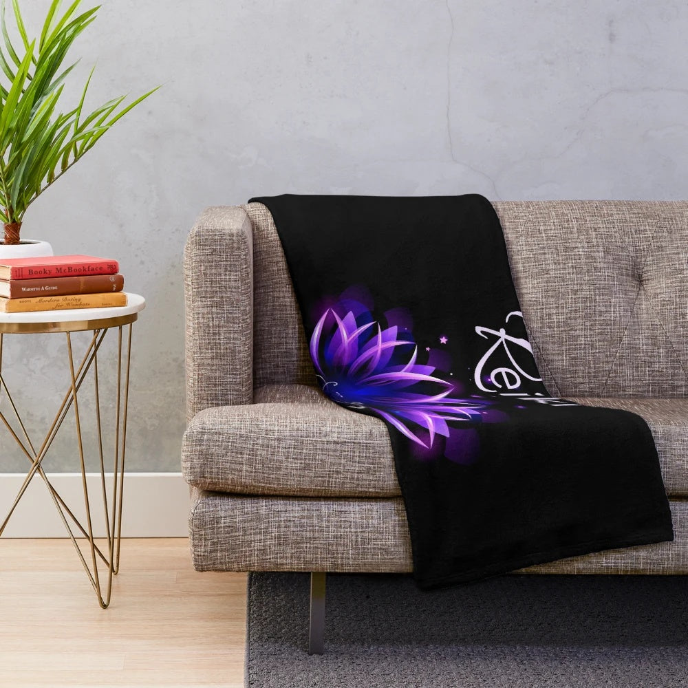 Reiki-inspired plush blanket for meditation and relaxation