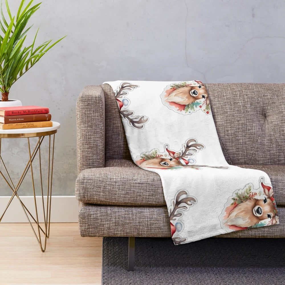 Cozy reindeer plush blanket inspired by The Nightmare Before Christmas