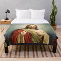 Plush blanket featuring a painting of Jesus Christ