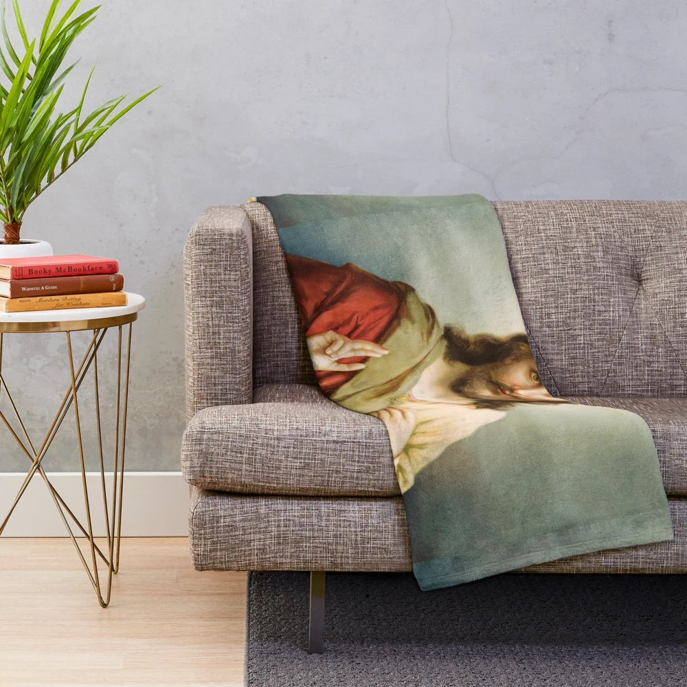 Plush blanket featuring a painting of Jesus Christ