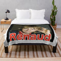 Renaud-inspired plush blanket featuring the French singer-songwriter's signature style