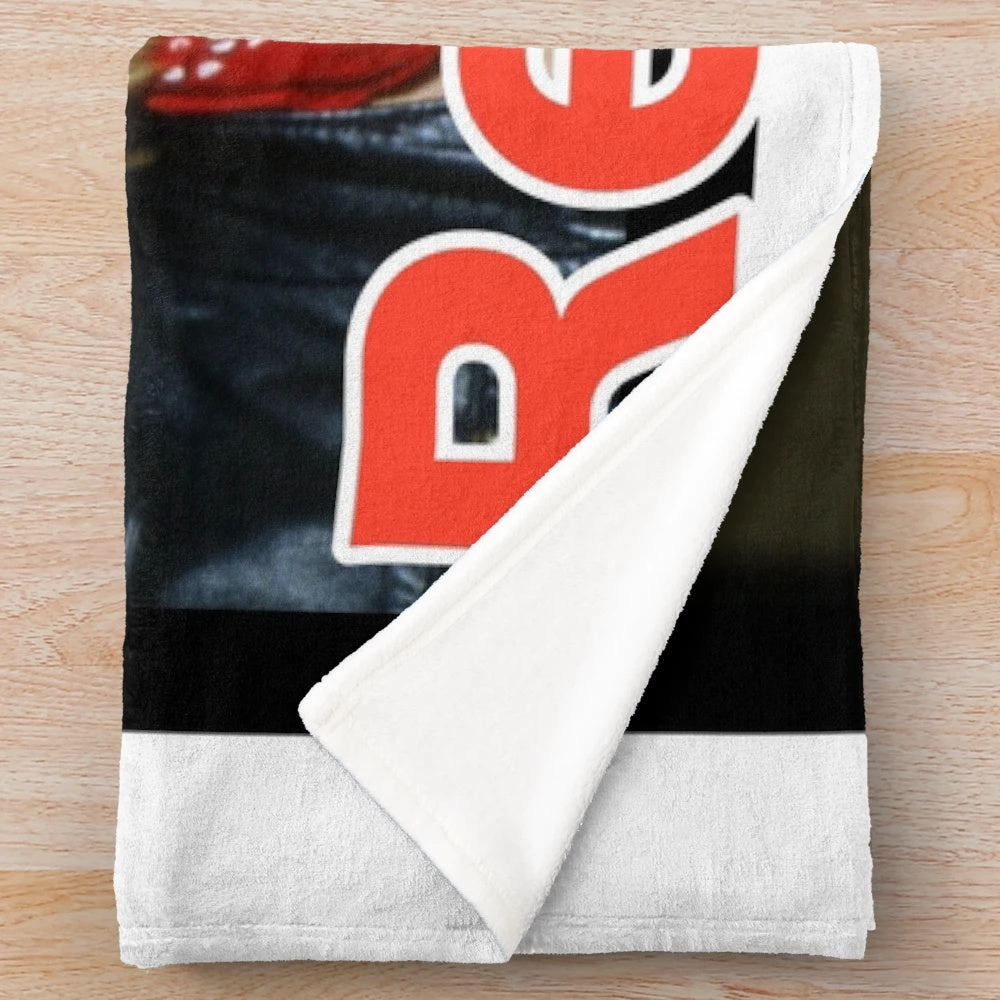 Renaud-inspired plush blanket featuring the French singer-songwriter's signature style