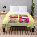 Golden Girls inspired plush blanket with retro 1980s colors and characters