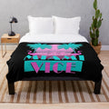 Plush blanket with retro 80s Miami Vice inspired design