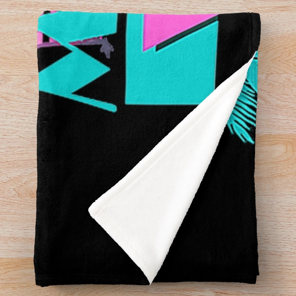 Plush blanket with retro 80s Miami Vice inspired design
