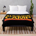 Retro camping-themed plush blanket