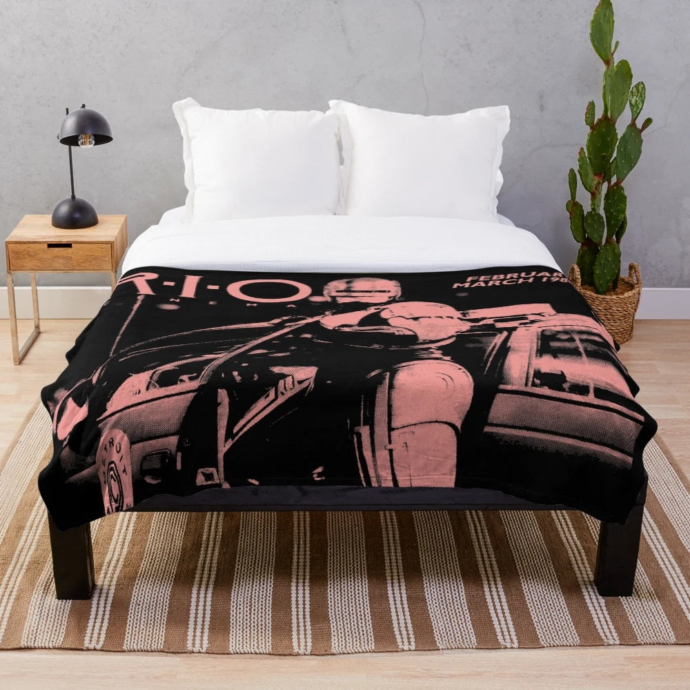 Retro 80s cinema-themed plush blanket